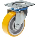 LB500.100 100mm swivel top plate 106x86mm castor with polyurethane on cast iron centre ball bearing wheel 250kg