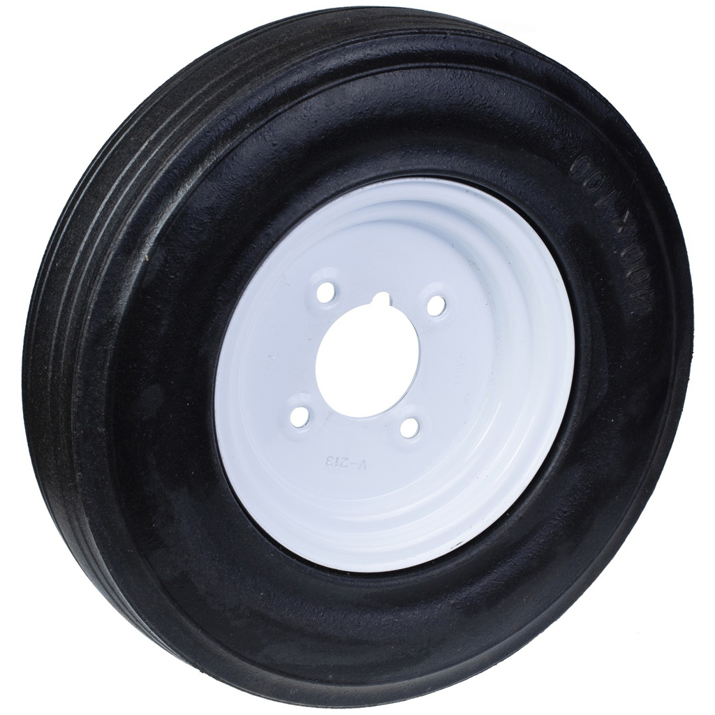 Wheel series 400mm black rubber on presesd steel centre 4-STUD 100mm P.C.D. 500kg