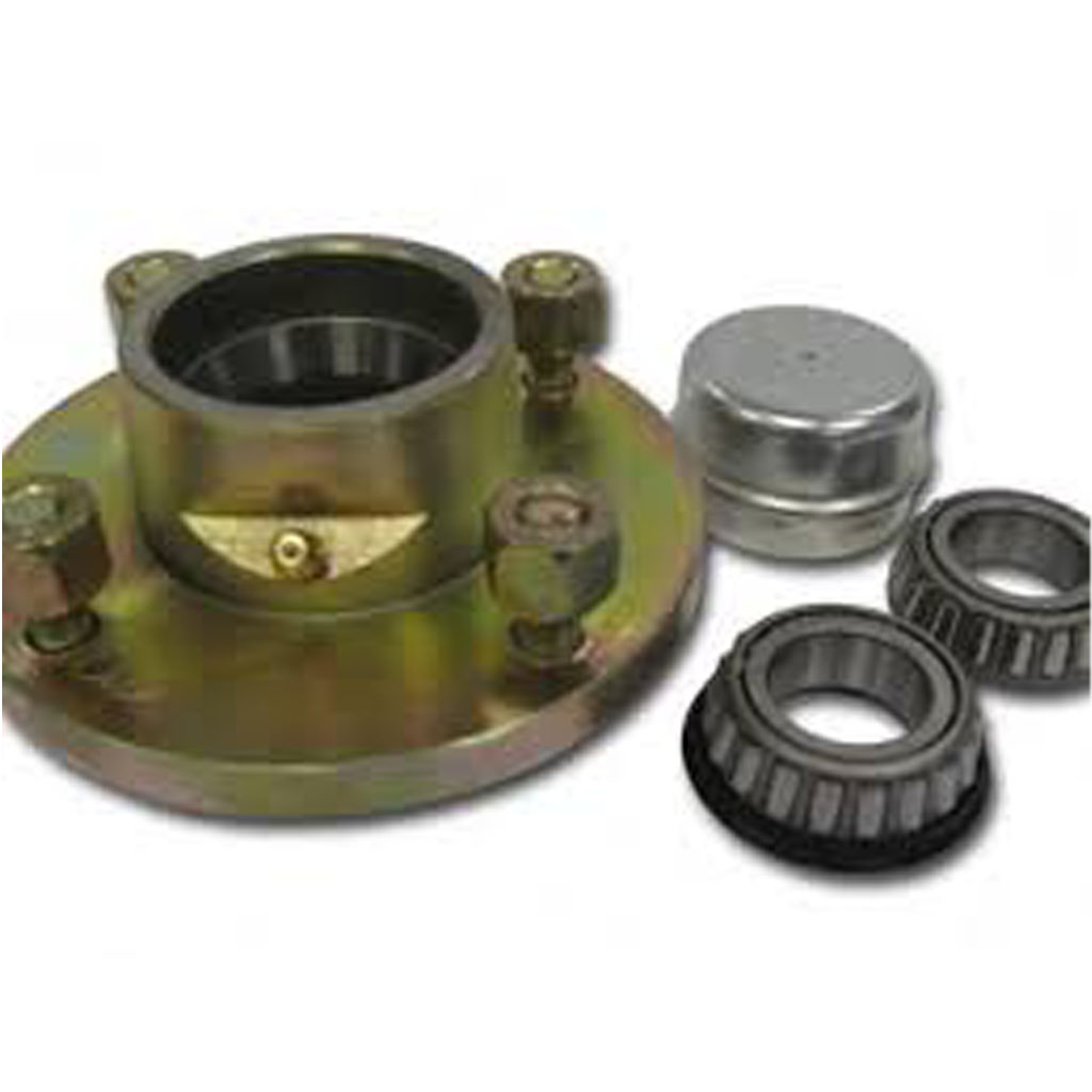 Hub 4 stud 4" PCD M10 stud with grease nipple, includes bearings & hub cap 