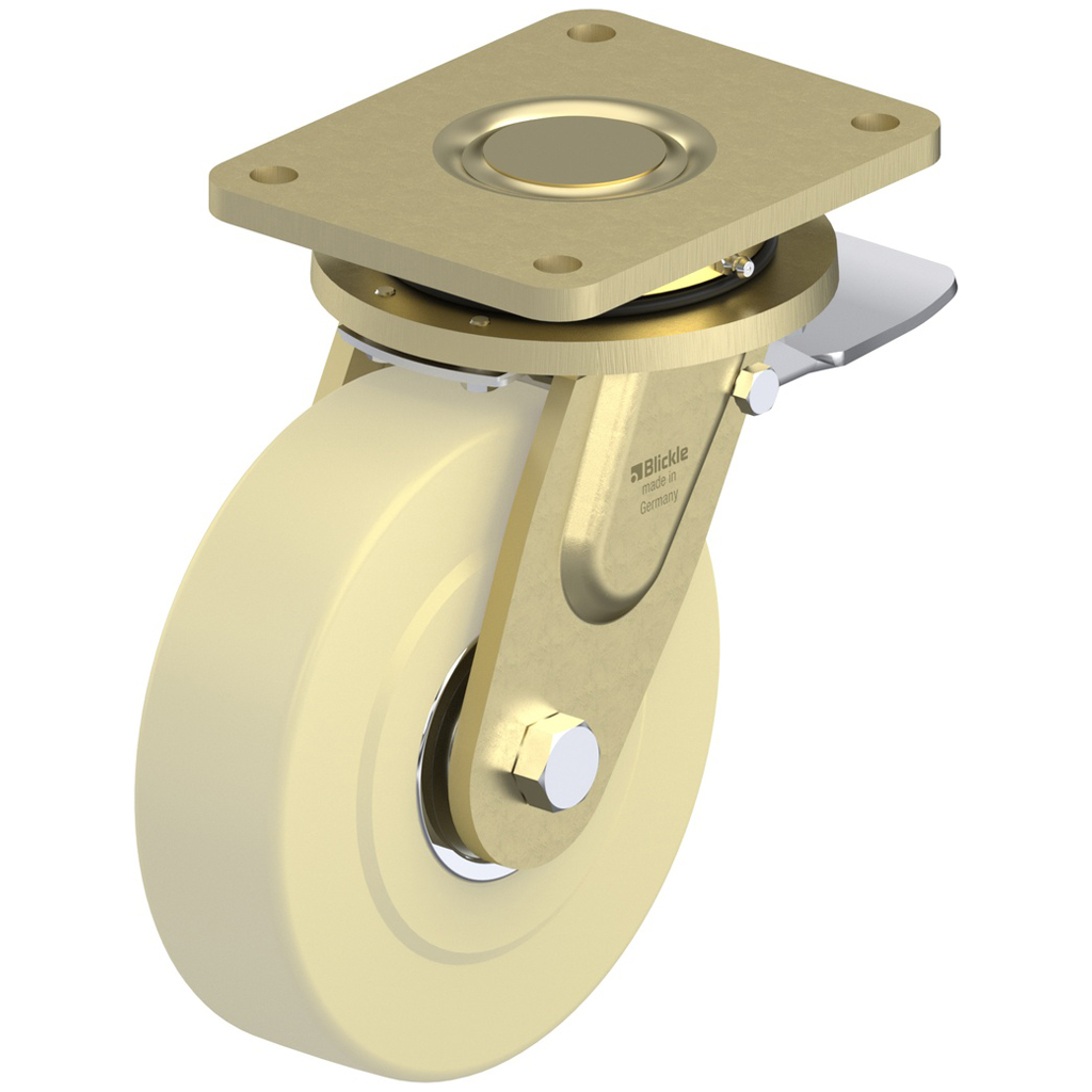 LS series 200mm swivel/-st brake castor heavy duty castors with top plate fitting Heavy duty wheel cast nylon 3000Kg.