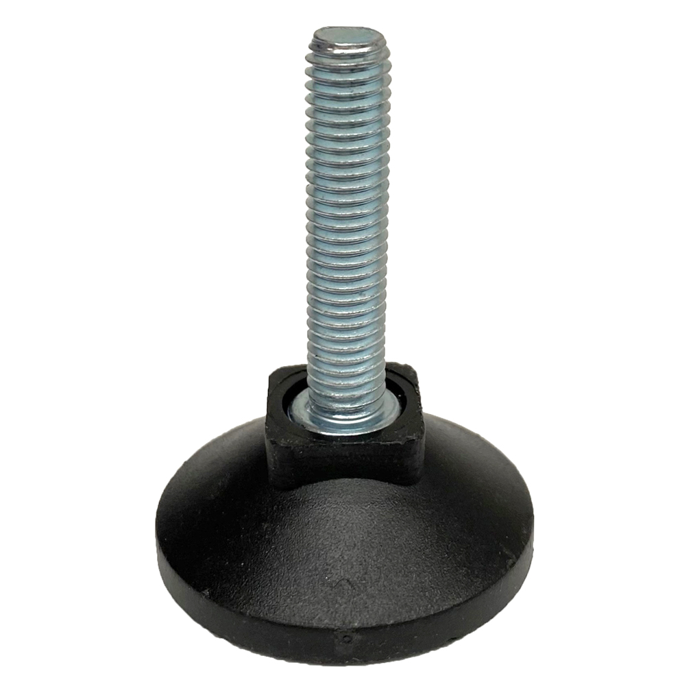 M8x37 Zinc plated rigid levelling foot with 38mm plastic base 100kg