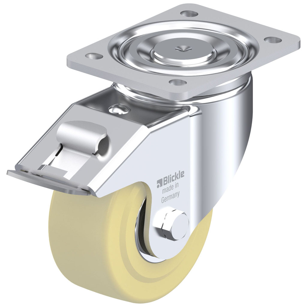 LH-GSPO 125K-FI 125mm swivel/brake top plate 140x110mm castor with cast nylon ball bearing wheel 900kg.
