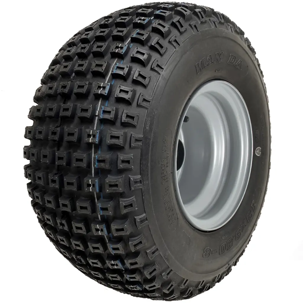 18x9.50-8 4pr Journey P322 Knobby tyre TL on steel rim 25mm ball bearing 52mm hub length, 102kg load capacity