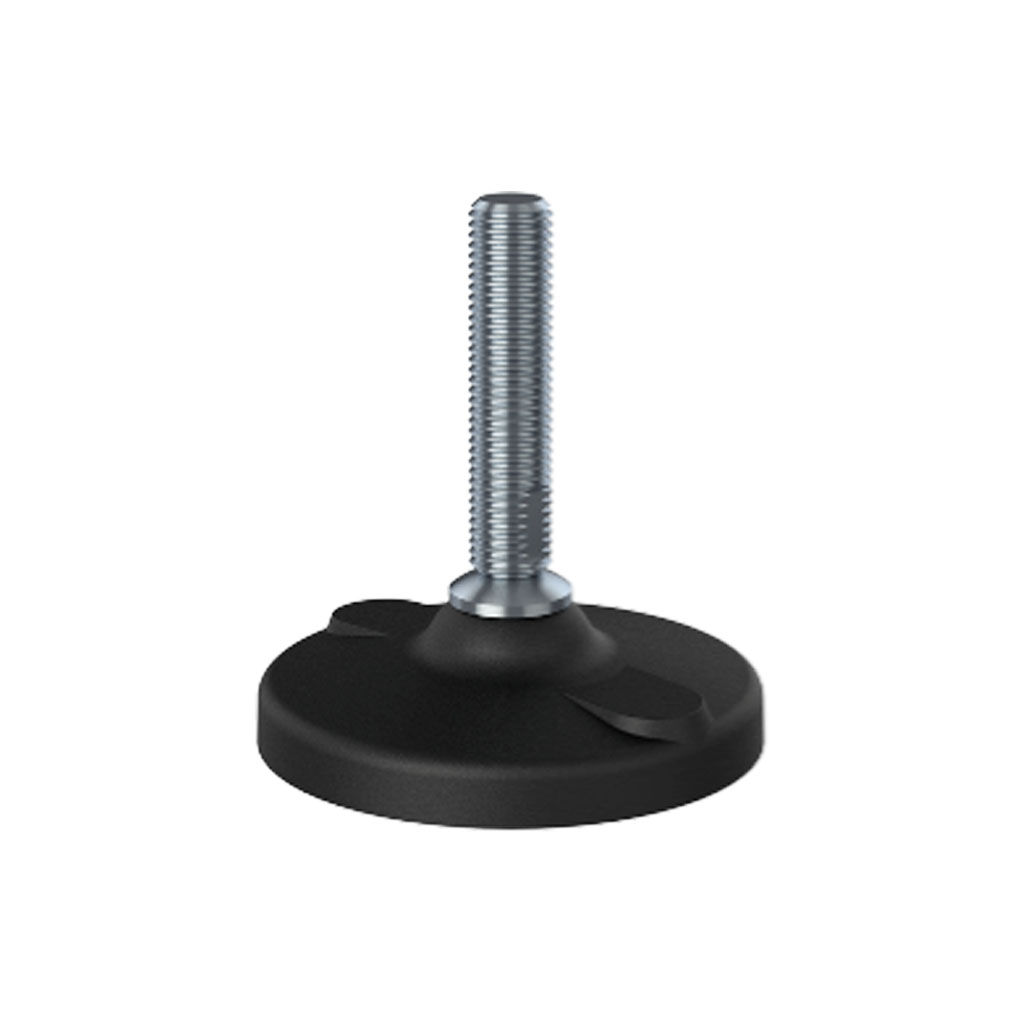 M16x70 Stainless steel levelling foot 100mm plastic base & fixing holes 1500kg AISI 304/A2