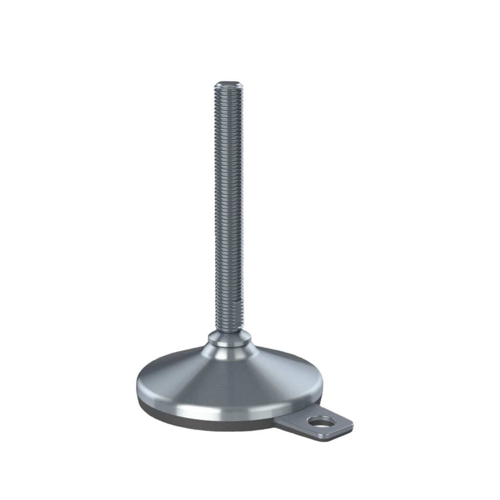 M16x150 Stainless steel levelling foot 105mm stainless base & fixing hole with anti-vibration rubber pad 2200kg AISI 304/A2