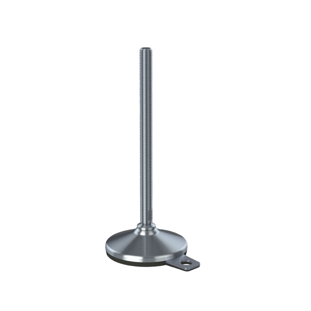 M16x230 Stainless steel levelling foot 105mm stainless base & fixing hole with anti-vibration rubber pad 1250kg AISI 304/A2