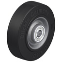 Wheel series 160mm black elastic rubber on welded steel centre 20mm bore hub length 60mm ball bearings 450kg