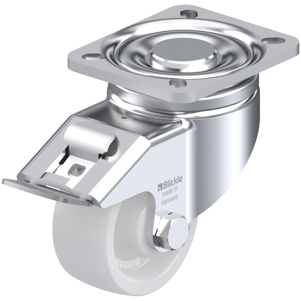 LH-SPO 80G-FI 80mm swivel/-FI brake top plate 100x85mm castor with nylon plain bearing wheel 350kg.