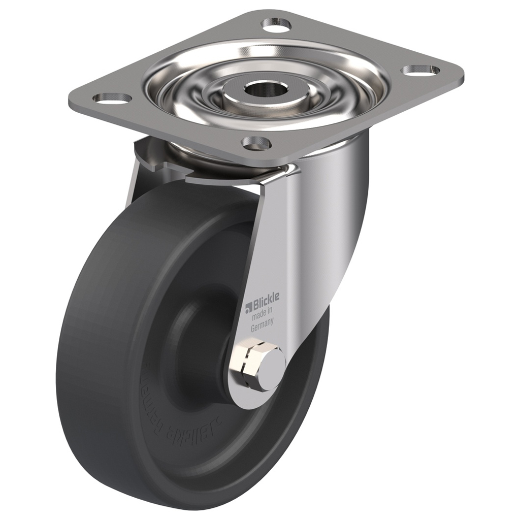 LIX series 100mm stainless steel swivel top plate 100x85mm castor with heat resistant thermoplastic (-25°C - +250°C) plain bearing wheel 120kg