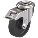 LIXR series 100mm stainless steel swivel/brake bolt hole 13mm castor with heat resistant thermoplastic (-25°C - +250°C) plain bearing wheel 120kg