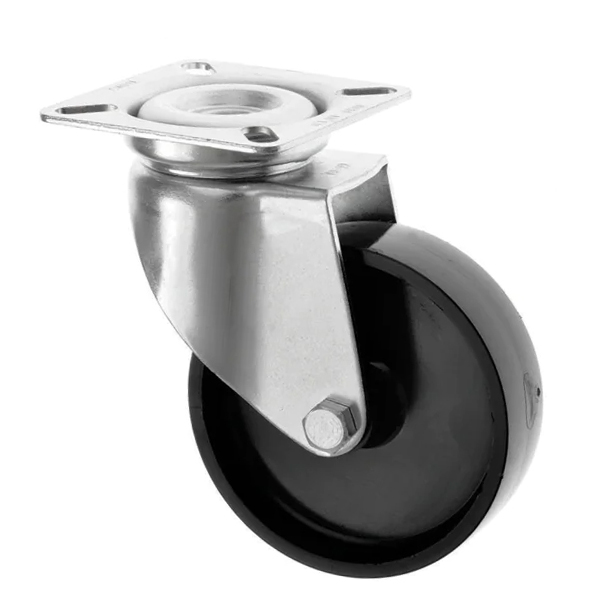100 series 75mm swivel top plate 60x60mm castor with black polypropylene plain bearing wheel 70kg