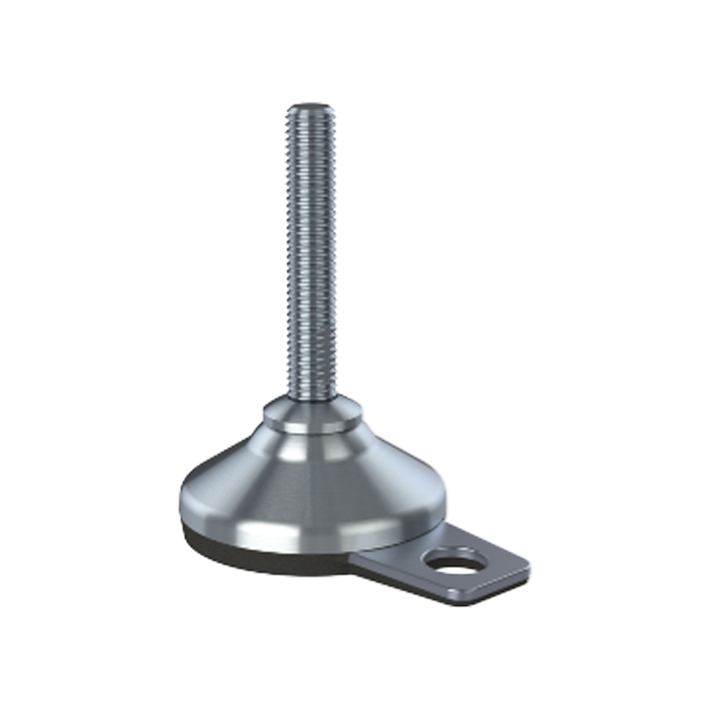 M12x70 Stainless steel levelling foot 65mm stainless base & fixing hole with anti-vibration rubber pad 900kg AISI 304/A2