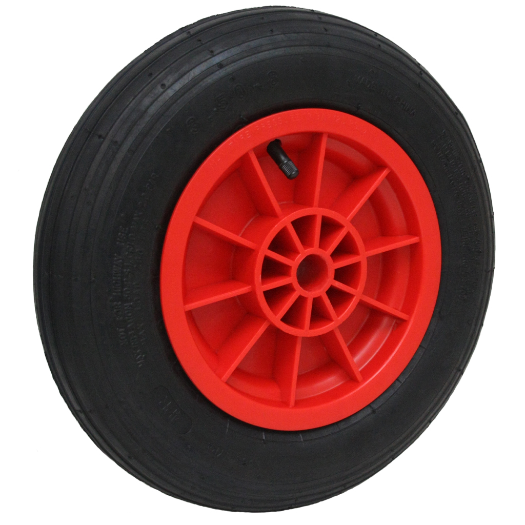3.50x8 4ply Pneumatic wheel plastic rim 25.4x75mm plain bearing 185kg
