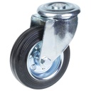 300 series 100mm swivel bolt hole 12,5mm castor with black rubber on pressed steel centre roller bearing wheel 90kg