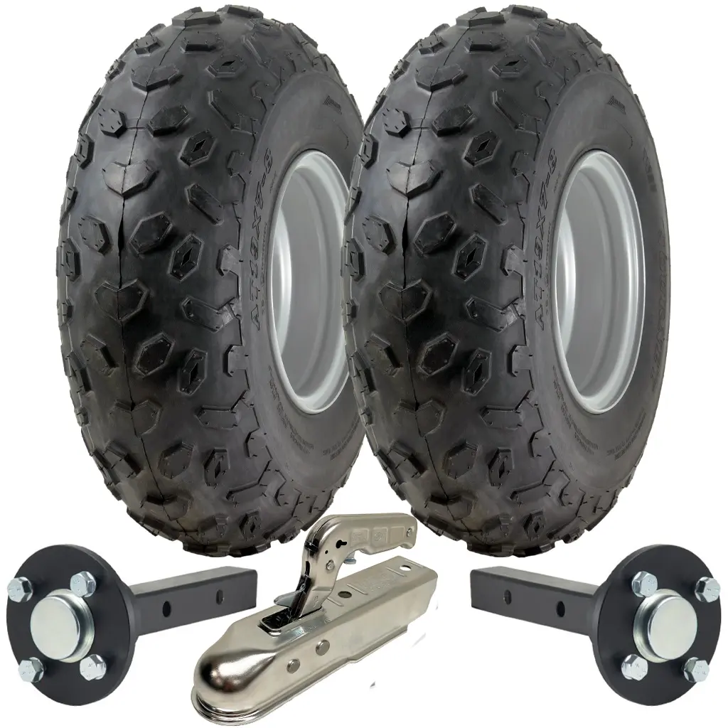 ATV Trailer Kit, 19x7.00-8 4pr P330 Quad tyre, Hub/stub axle 40x40mm, pressed hitch, 200kg load capacity
