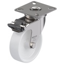 100 series 75mm stainless steel swivel/brake top plate 60x60mm castor with nylon plain bearing wheel 75kg