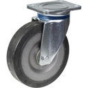 800 series 200mm swivel top plate 135x110mm castor with black elastic rubber on welded steel centre ball bearing wheel 600kg
