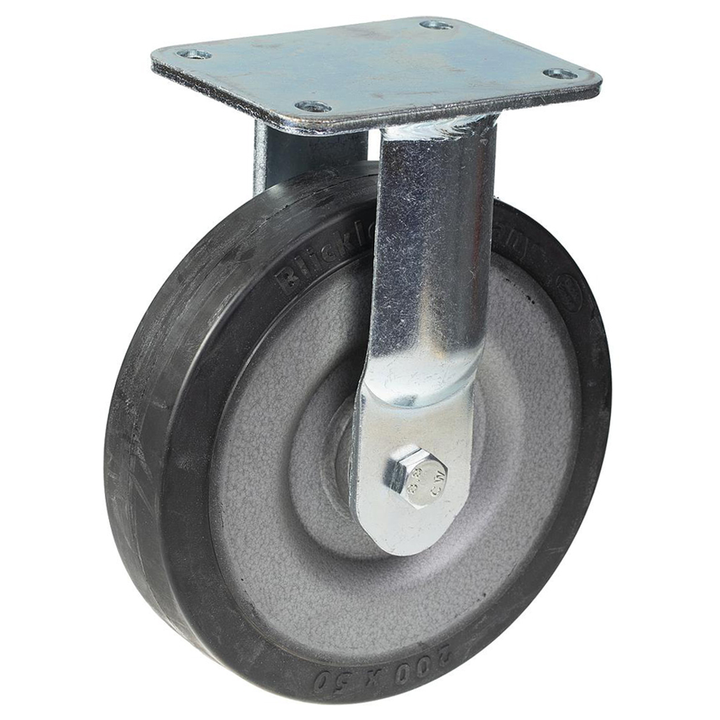 1500 series 160mm fixed top plate 135x110mm castor with black elastic rubber on welded steel centre ball bearing wheel 450kg