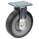 1500 series 160mm fixed top plate 135x110mm castor with black elastic rubber on welded steel centre ball bearing wheel 450kg