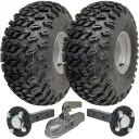 Set of 2 - 22x11.00-8 4ply P334 UTILITY on 4/100 RIM & Hub & Stub axle 4/100 M12stud  40x40 High speed (waterproof) with a SPP 3000kg cast coupling