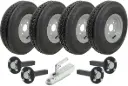 Set of 4 - 4.00-8 6ply P811 Trailer Wheel 4/100mm & Hub & Stub axle 4/100 M12 wheel bolt 35x35mm Hi speed & SPP 750kg Pressed Hitch