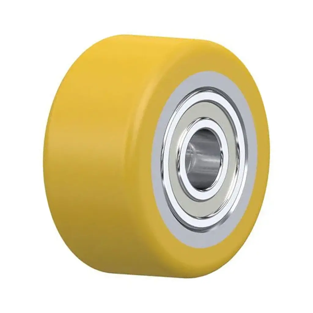 VSTH 80/20K Wheel series 80x40mm yellow Extrathane® polyurethane on steel centre 20mm bore hub length 40mm ball bearing 280kg