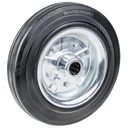 A-A01-200 200mm black rubber on pressed steel centre 20mm bore hub length 58mm roller bearing 200kg