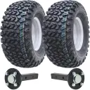 Set of 2 - 22x11.00-10 4ply WANDA P334 UTILITY WHEEL 4/100 Silver RIM & Hub & Stub axle 4/100 M12stud  40x40 High speed (waterproof)