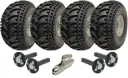 Kit of 4 - 22x11.00-8 P308 ATV tyre ON 4/100mm Rim with Hub & Stub axle 4/100 M12 wheel bolt  35x35mm hub & stub and 750kg Pressed hitch