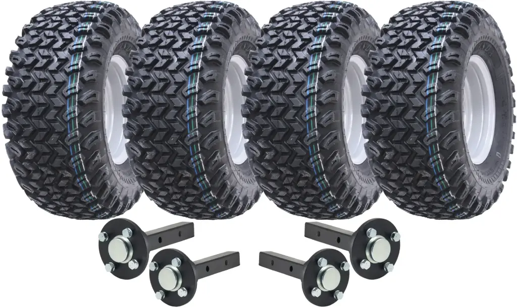 Set of 4 - 22x11.00-10 4ply WANDA P334 UTILITY WHEEL 4/100 Silver RIM & Hub & Stub axle 4/100 M12stud  40x40 High speed (waterproof)
