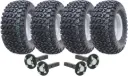 Set of 4 - 22x11.00-10 4ply WANDA P334 UTILITY WHEEL 4/100 Silver RIM & Hub & Stub axle 4/100 M12stud  40x40 High speed (waterproof)