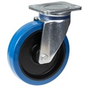 800 series 200mm swivel top plate 135x110mm castor with blue elastic rubber on nylon centre ball bearing wheel 400kg