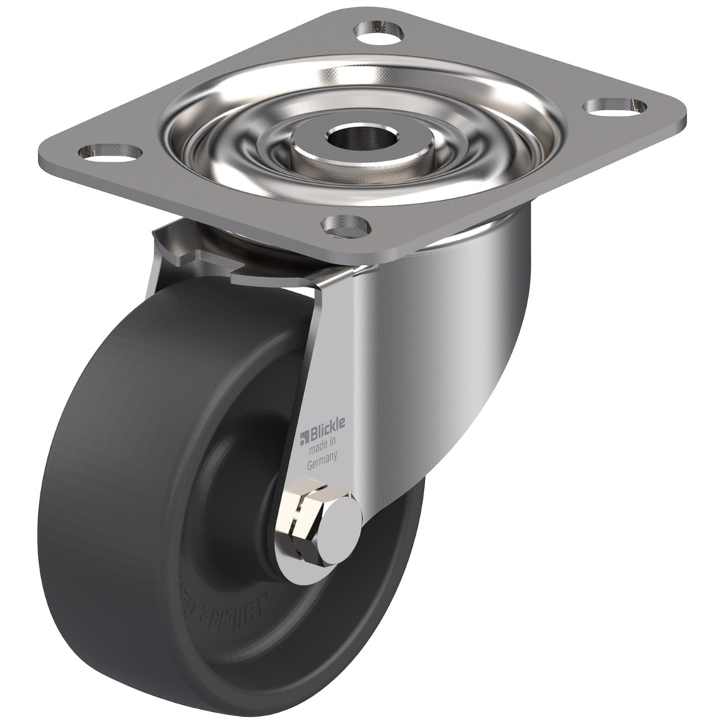 LIX series 80mm stainless steel swivel top plate 100x85mm castor with heat resistant thermoplastic ( -25°C - +250°C) plain bearing wheel 100kg