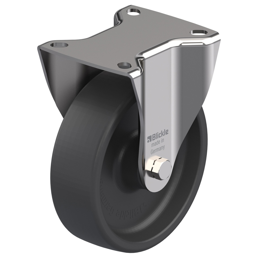 LIX series 125mm stainless steel fixed top plate 100x85mm castor with heat resistant thermoplastic (-25°C - +250°C) plain bearing wheel 150kg