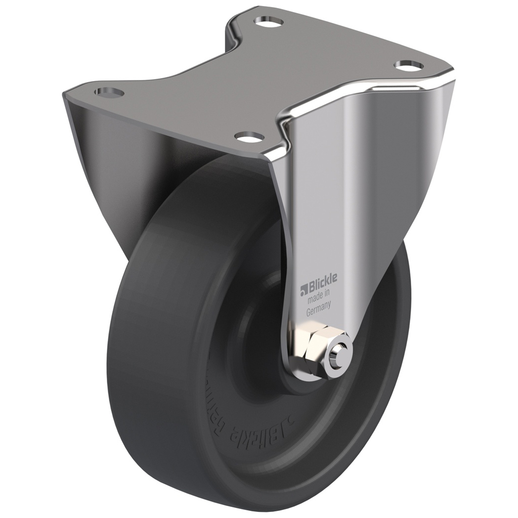 BX-POHI 150G, 150mm stainless steel fixed top plate 140x110mm castor with heat resistant thermoplastic (-25°C - +250°C) plain bearing wheel 300kg