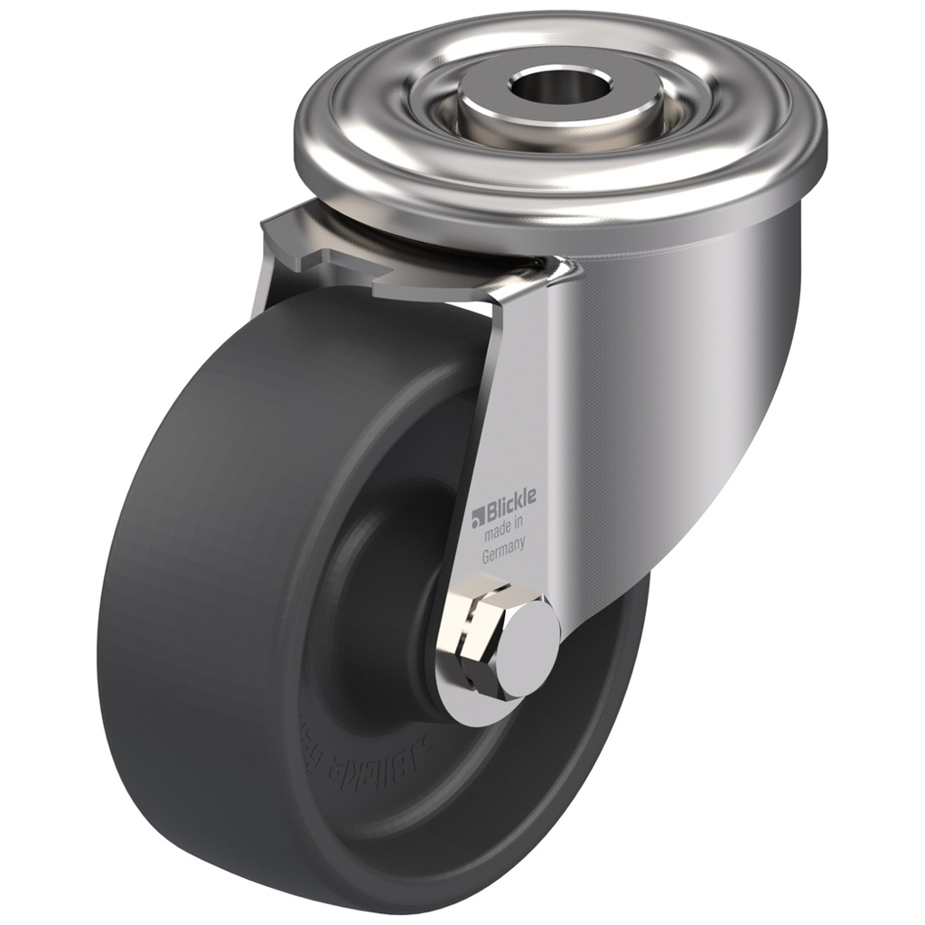 LIXR series 80mm stainless steel swivel bolt hole 13mm castor with heat resistant thermoplastic (-25°C - +250°C) plain bearing wheel 100kg