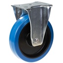 800 series 200mm fixed top plate 135x114mm castor with blue elastic rubber on nylon centre ball bearing wheel 400kg