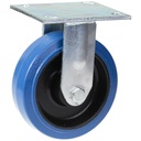 500 series 125mm fixed top plate 140x110mm castor with blue elastic rubber on nylon centre ball bearing wheel 250kg