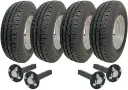 Set of 4 - 145x10 Wanda WR068 TRAILER WHEEL 4/100mm & Hub & Stub axle 4/100 M12 wheel bolt  35x35mm Hi speed