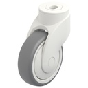 LWK-TPA 101K-FK Wave series castor 100mm swivel bolt hole 13mm castor with grey thermoplastic rubber on polypropylene centre single ball bearing wheel 100kg.