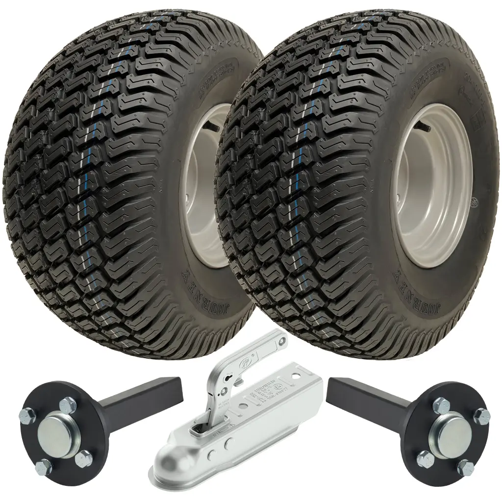 ATV Trailer Kit, 20x10.00-8 4pr P332 Grass tyre, Hub/stub axle 35x35mm, pressed hitch, 750kg load capacity