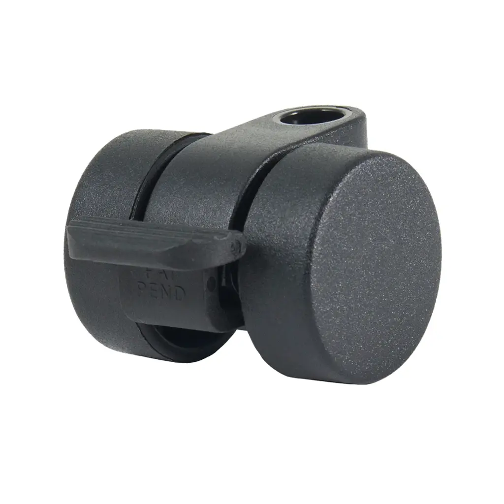 GRX30 Series 2x30mm black twin wheel castor with foot brake, no fitting, black nylon wheels