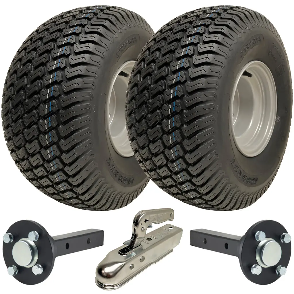 ATV Trailer Kit, 20x10.00-8 4pr P332 Grass tyre, Hub/stub axle 40x40mm, pressed hitch, 900kg load capacity