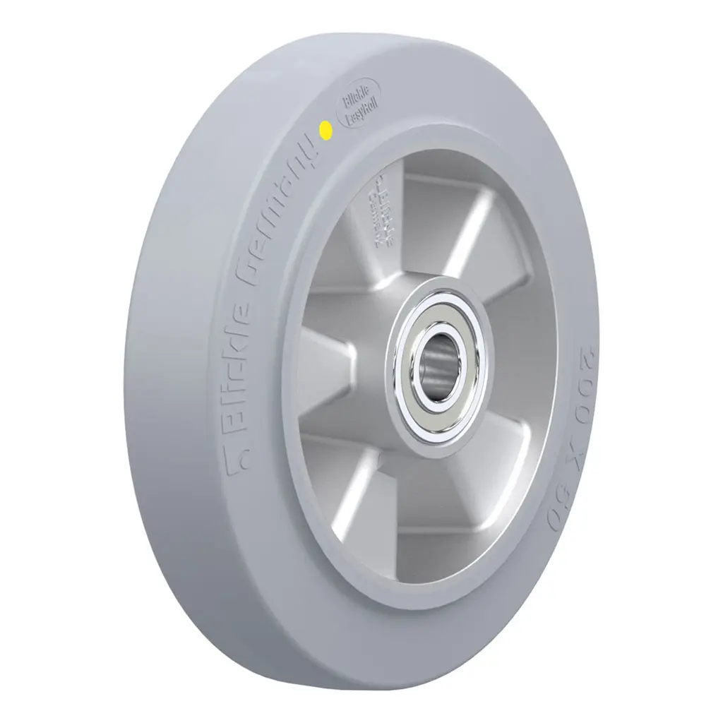 ALEV 200/20K-SG-AS Wheel series 200mm antistatic grey elastic rubber on aluminium centre 20mm bore hub length 60mm ball bearings 450kg