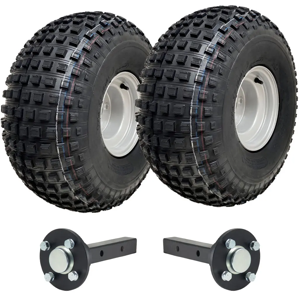 ATV Trailer Kit, 22x11.00-8 4pr P323 Knobby tyre, Hub/stub axle 40x40mm, no hitch, 310kg load capacity