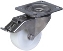 300SS series 80mm stainless steel swivel/brake top plate 100x85mm castor with nylon stainless steel roller bearing wheel 150kg