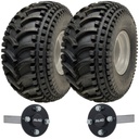 Kit of 2 - 22x11.00-8 P308 ATV tyre on 4/100mm Rim & Hub & Stub axle 4/100 M12 wheel bolt 35x35mm(Alko)