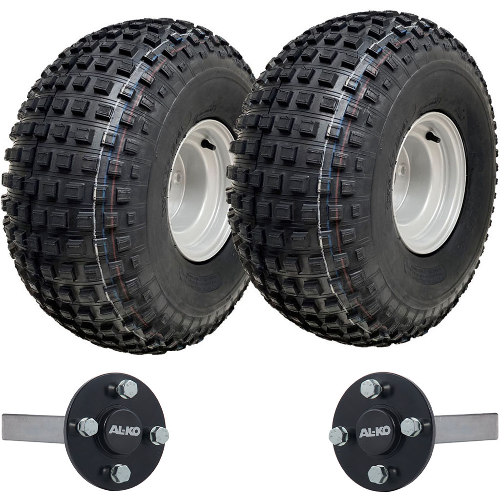 ATV Trailer Kit, 22x11.00-8 4pr P323 Knobby tyre, Hub/stub axle 35x35mm (Alko), no hitch, 310kg load capacity