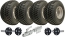 Set of 4 - 18x9.50-8 4ply P322 KNOBBY WHEEL 4/100 & Hub & Stub axle 4/100 M12 wheel bolt 35x35mm (Alko) & swivel hitch