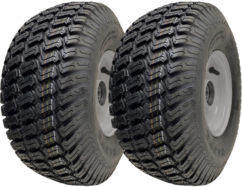 Set of 2 - 15x6.00-6 4pr Journey P332 grass tyre E-marked on steel rim 20mm ball bearing 65mm hub length